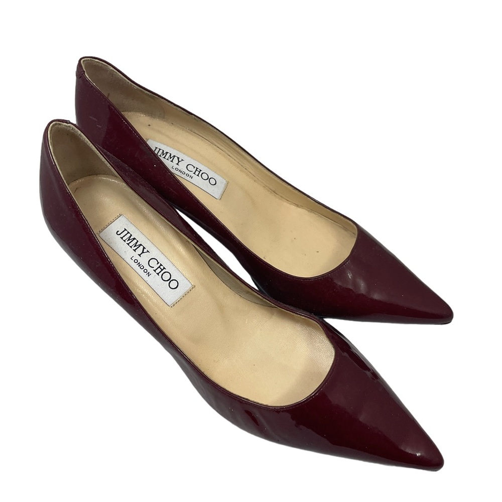 Jimmy Choo shoes maroon patent heels 36